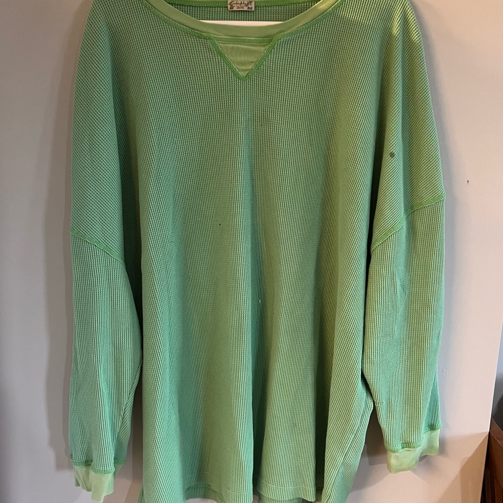 Free People Green long sleeve waffle Knit